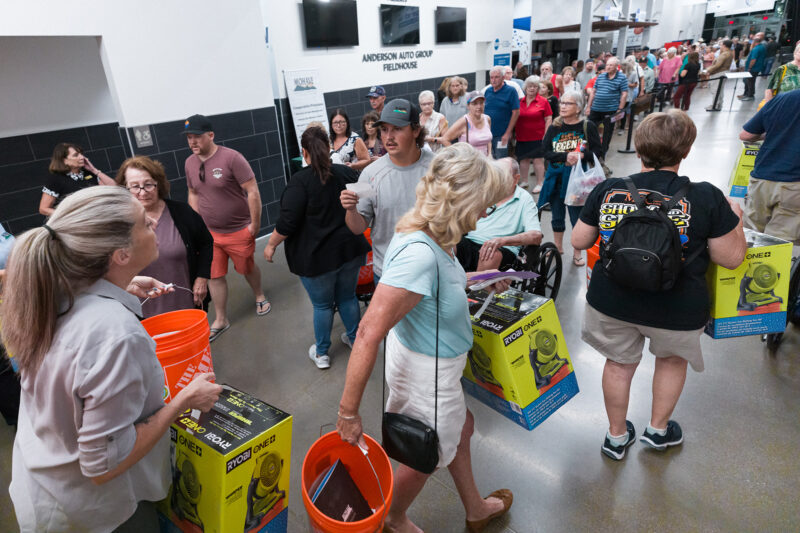 MEC members with their Ryobi, cordless, bucket-top misting fan kit