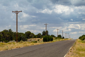 Power poles along a road