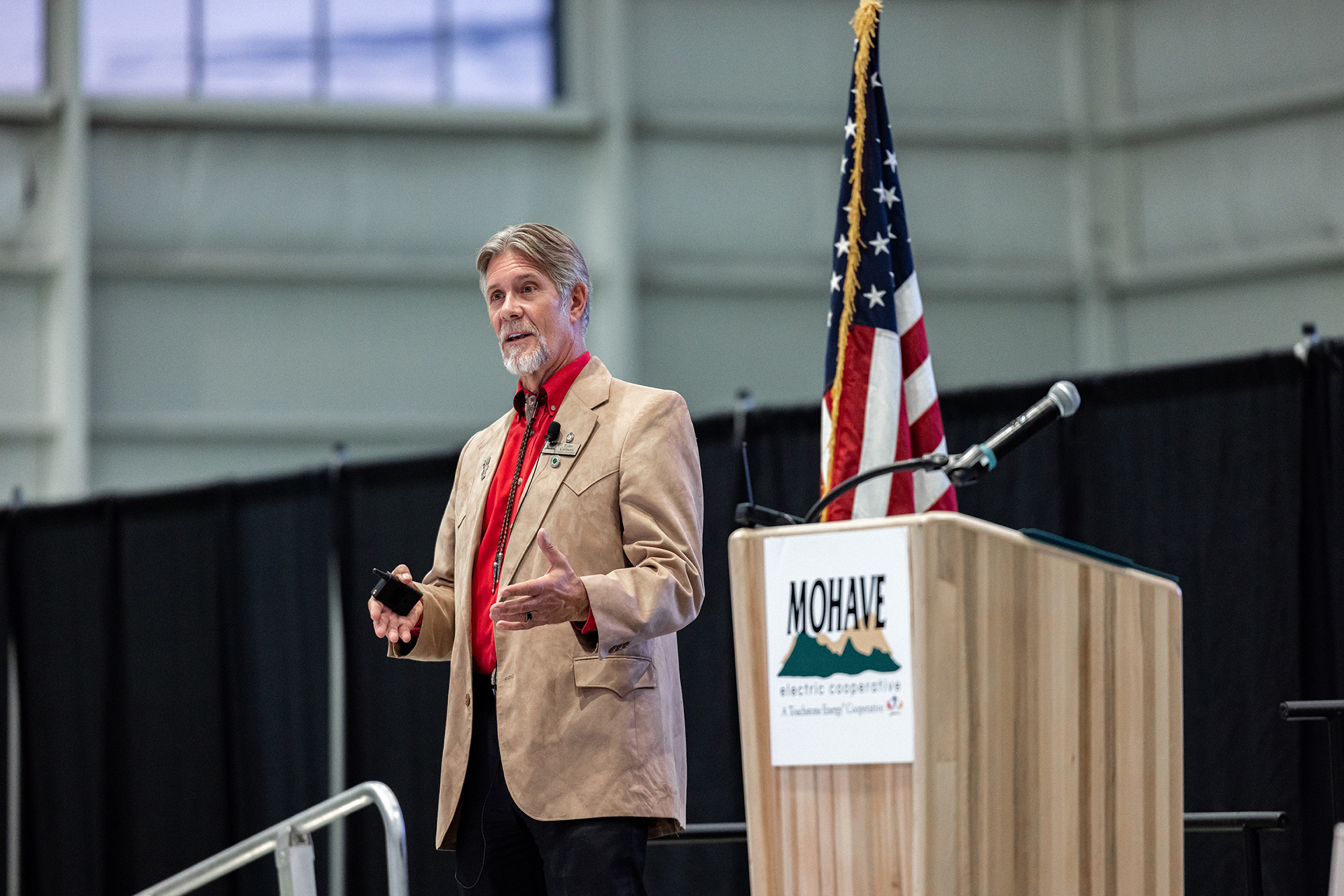 Tyler Carlson, MEC CEO, giving a speech at the Annual Meeting
